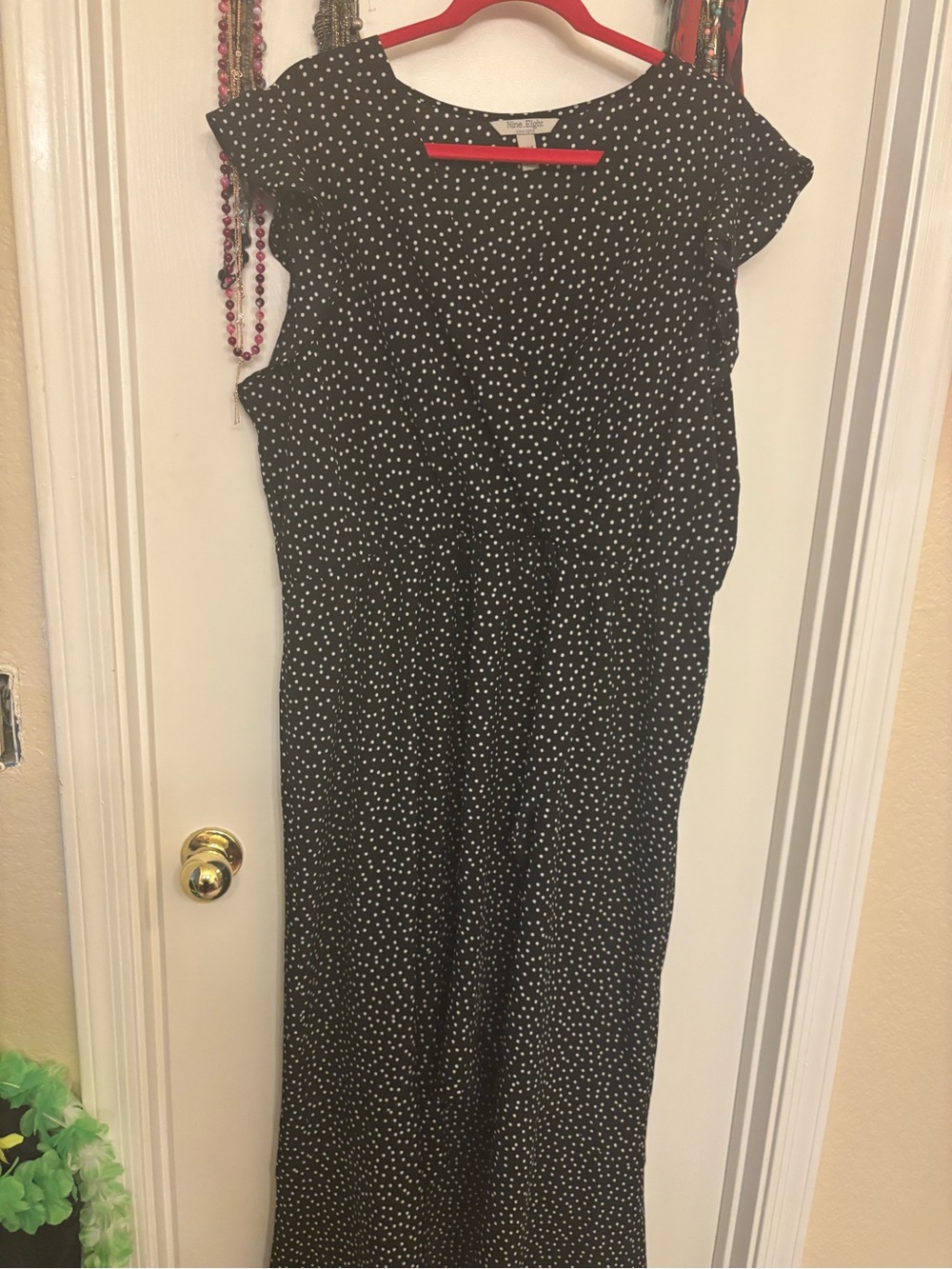 Nine Eight 3X Black Polka Dot Midi Dress